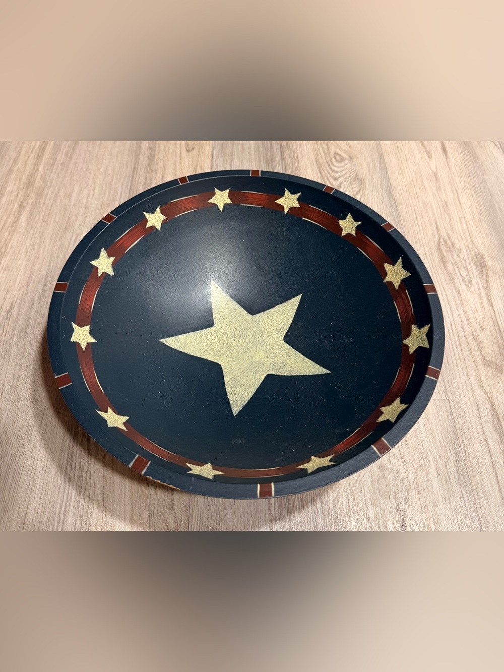 Primitive Americana Stars & Stripes Wooden Bowl